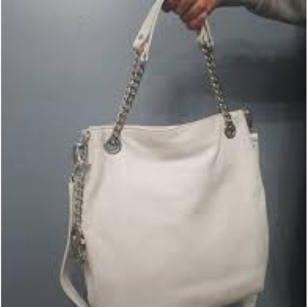 Michael Kors Cream Shoulder Bag with Silver Chains